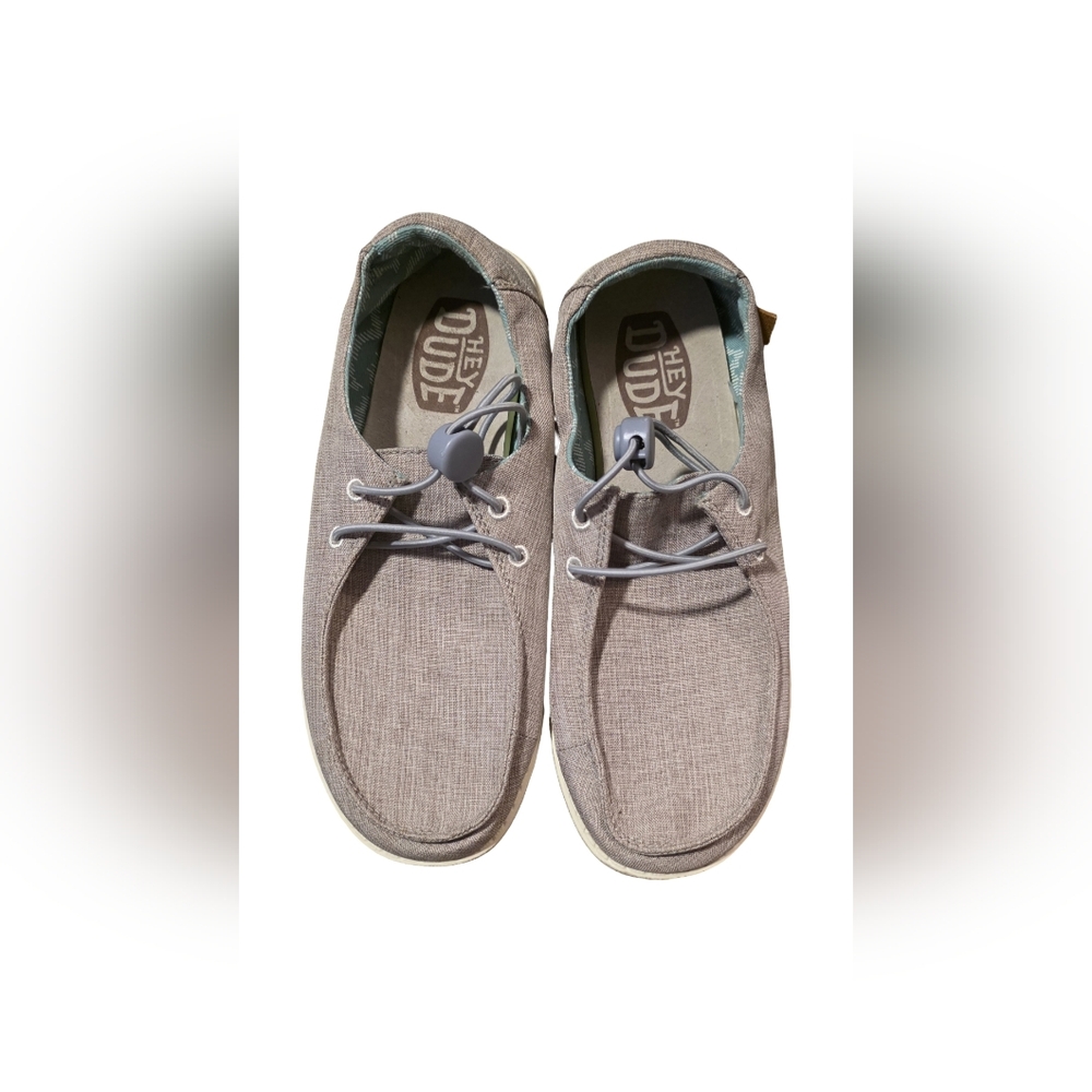 Hey Dude Shoes Wendy Womens Size 7 Gray Preloved Chambray Beige